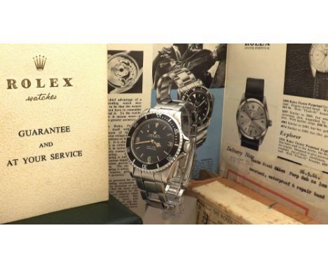 Very Rare Rolex Oyster Perpetual Submariner stainless steel gentleman's bracelet watch with 3-6-9 Explorer dial and pointed c