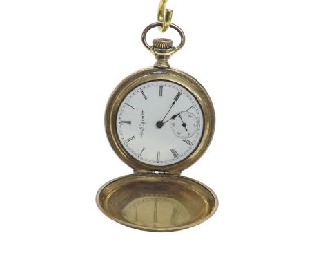 Elgin gold plated lever hunter fob watch, circa 1902, the signed 15 jewel movement with safety pinion, no. 9379170, the signe