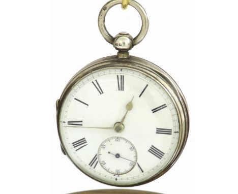 Silver fusee lever pocket watch, Chester 1890, unsigned movement no. 27210, the dial with Roman numerals and sunk subsidiary 