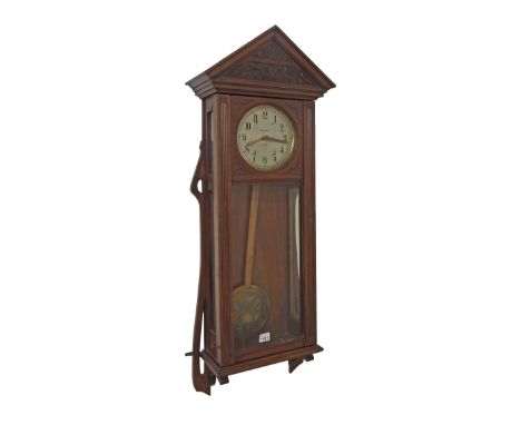 Very rare mahogany cased electric self-winding patent wall clock by Moeller, the 6.5" silvered dial signed Jas. Ramsay, Dunde