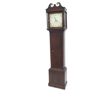 Oak thirty hour longcase clock, the 12" painted square dial signed George Greenway, Broadsummerford and with an arched calend