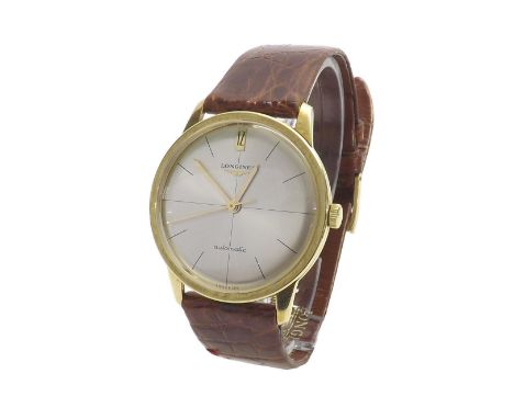 Longines automatic 18k gentleman's wristwatch, London 1964, the silvered circular dial with sweep centre seconds, cal. 340 17