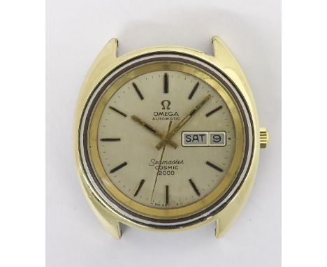 Omega Seamaster Cosmic 2000 1970s automatic gold plated and stainless steel gentleman's wristwatch, circular silvered dial wi