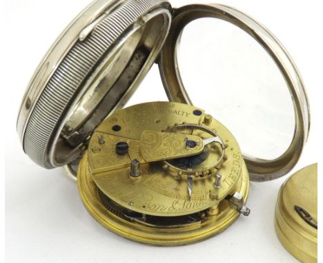 Silver fusee lever pocket watch, Chester 1910, signed John Dyson & Sons, Watchmakers to the Admiralty, Leeds, no. 92331, dial