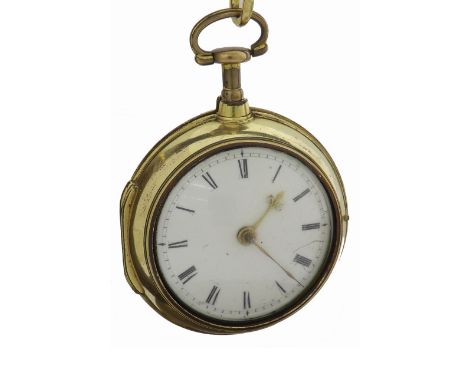 Mid 18th century English gilt metal pair cased verge pocket watch, the fusee movement signed Rob Bray, London, no. 415, with 