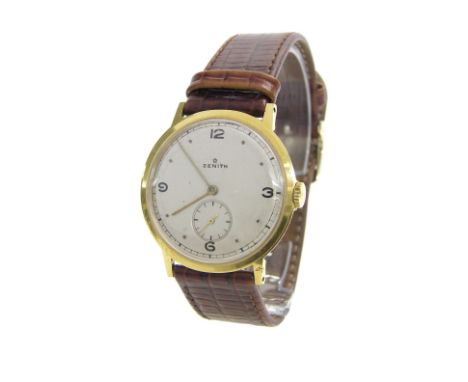 Zenith gold plated and stainless steel gentleman's wristwatch, case no. 1336 1, circular silvered dial with Arabic quarter nu