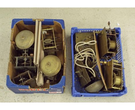 Single fusee mantel clock movement; together with eight various longcase clock movements (9)