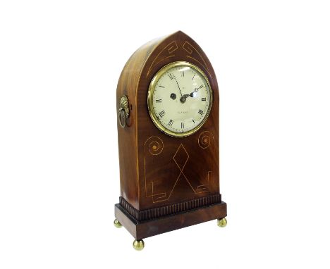 Mahogany inlaid double fusee lancet bracket clock striking on a bell, the 4.25" circular dial signed Pike, Eltham within a la