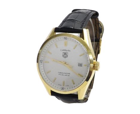 Tag Heuer Carrera Chronometer 18ct automatic gentleman's wristwatch, ref. WV5140, no. N.219851, silvered baton dial with swee