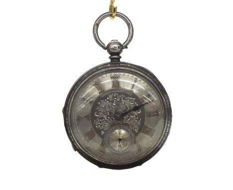 John Forrest large silver lever pocket watch, Birmingham 1913, signed movement, no. 722853, silver engine turned and engraved