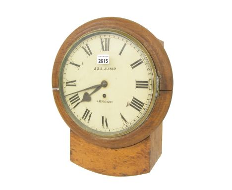 Oak single fusee 12" drop dial wall clock signed J & A Jump, London, within a turned surround (pendulum and key)