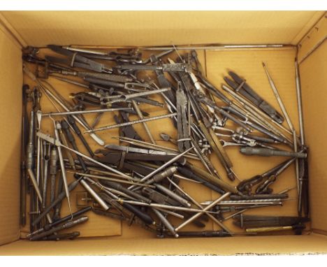 Large quantity of metal dividers, calipers, punches and other small tools etc
