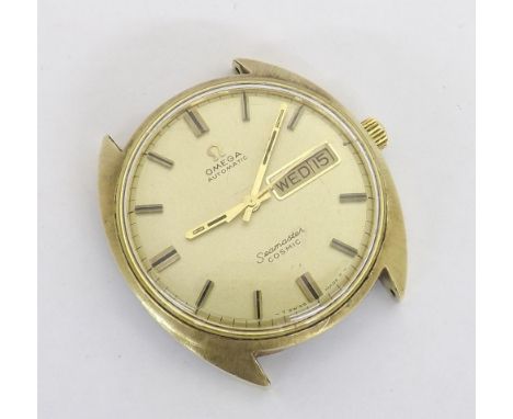 Omega Seamaster Cosmic automatic gold plated and stainless steel gentleman's wristwatch, circular gilt dial with baton marker