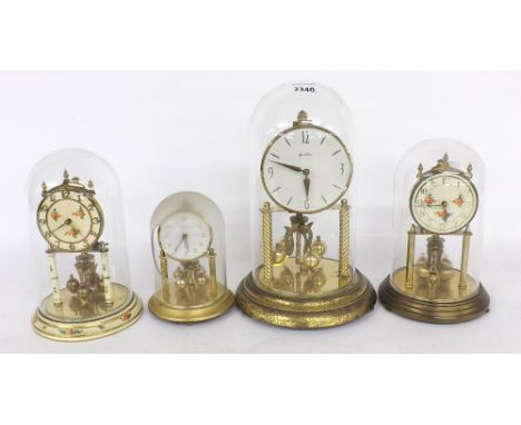 Bentima torsion mantel clock, 12.25" high; also three other small torsion mantel clocks (4)