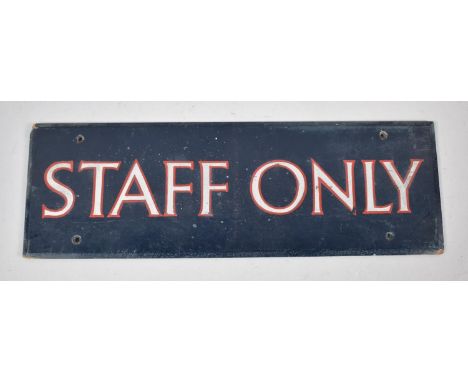 A Vintage Rectangular Door Sign, Staff Only, 30.5x10cm 