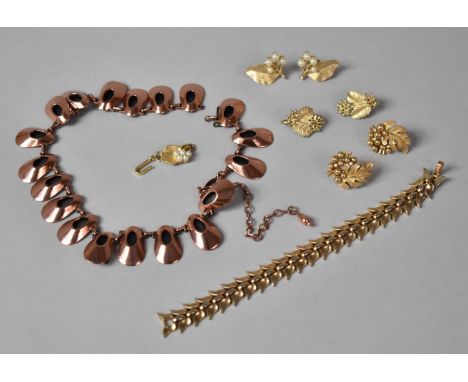 A Collection of Vintage Costume Jewellery to include Renoir Copper Necklace, Trifari Bracelet and Trifari Three Pairs of Trif