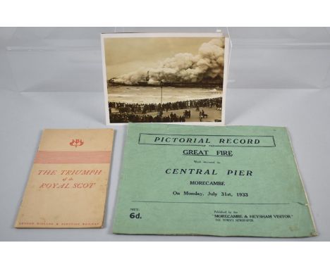 Two Vintage Pamphlets, Triumph of the Royal Scot 1933 and the Great Fire of Central Pier Morecambe 1933 