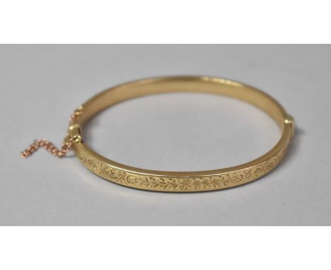 A Victorian 9ct Gold Bangle, Etched with Floriate Decoration, Hallmarked for Chester 1889, by S&amp;P, 7gms 