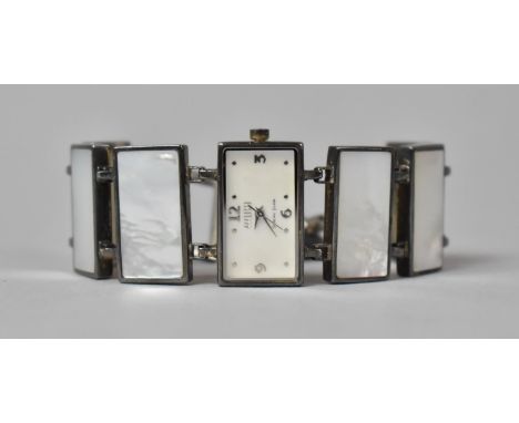 A Silver and Mother of Pearl Chinese Ladies Wrist Watch by Ecclissi. 