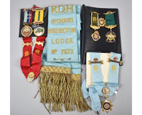 A Collection of Seven Enamelled Buffaloes Jewels Together with a Sash for the Richard Brereton Lodge 