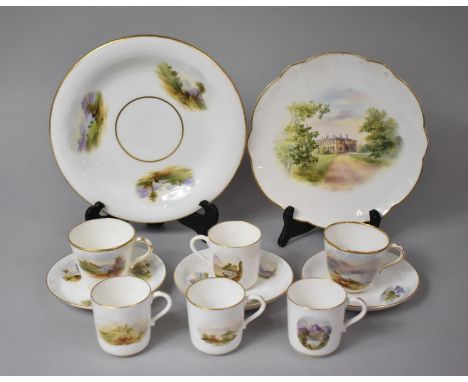 A Collection of Various Late 19th Century Hand Painted Tea and Coffee Wares to Comprise Teacups, Coffee Cans, Saucers etc Tog