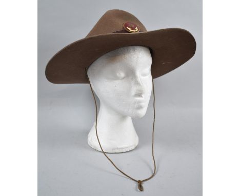 A Vintage Boy Scouts Hat, Size 6 3/4, with Enamel Badge 