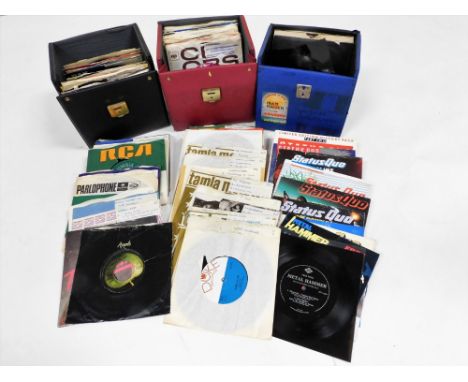 A group of 45rpm singles, to include T Rex Hot Love, Elvis Presley, The Rolling Stones, The Supremes, The Carpenters, Stevie 