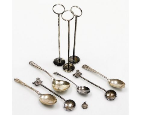 A group of small silver and white metal, to include a silver teaspoon, with rounded bowl and shaped handle, William Hair Hase