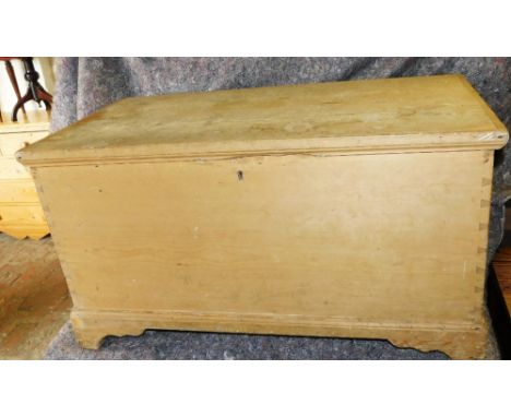 A Victorian stripped pine blanket box, on bracket feet, 50cm high, 94cm wide.