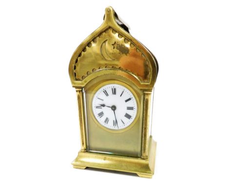 A Duverdry &amp; Bloquel early 20thC brass cased carriage clock, the white enamel dial bearing Roman numerals, single barrel 