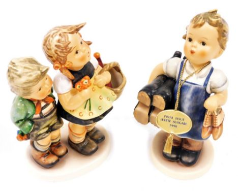 Two Hummel Goebel porcelain figures, Boots, 18cm high, and To Market, from the Millennium Revival collection, limited edition