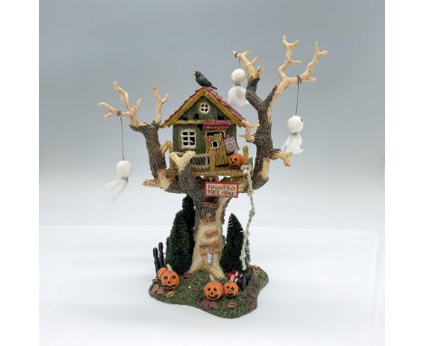 Part of the Original Snow Village: Halloween, and Halloween Series. Hand painted porcelain figure of a spooky tree house with