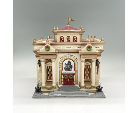 Handpainted matte porcelain figure of a museum building with pillar columns in the front. Part of the Christmas in the City V