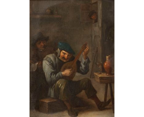 Follower of Adriaen Van Ostade - Interior scene with lute playeroil on copper22 x 17 cm