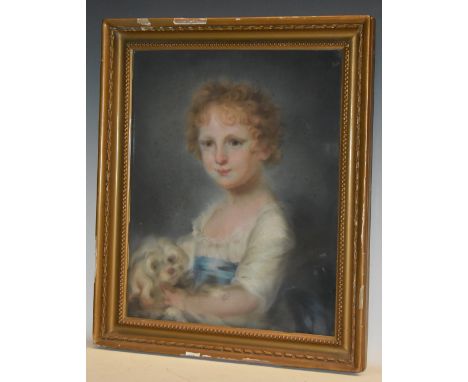 Attributed to John Russell (1745 - 1806)Best Friends, Portrait of a Girl with her Pet Dog pastel, 51cm x 40.5cm