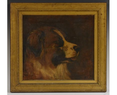 English School (19th century)Portrait of a Saint Bernardsigned with initials H.C.J., oil on canvas, 40cm x 44cm Condition Rep