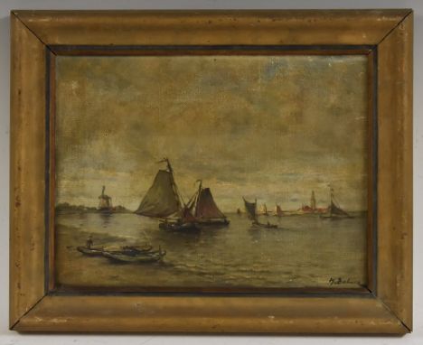 Hermann Bahner (1867 - 1938)On the Shores of the Zuyder Zeesigned, oil on canvas, 27cm x 36cm Condition Report: Some cracking
