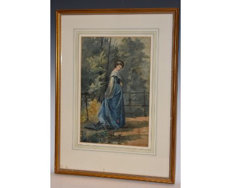 R Maghelli (Italian 19th/early 20th century)A set of three, Aristocratic Ladies In Period Dresssigned, watercolour, 38cm x 24
