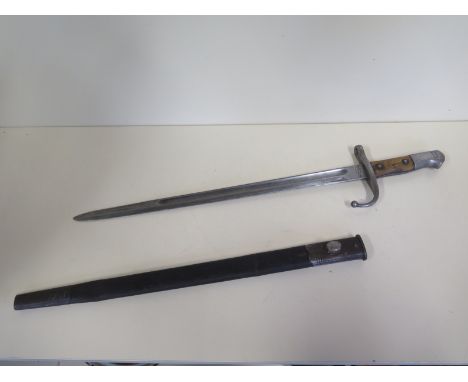 A Turkish bayonet with scabbard, total length 58cm general wear and pitting 