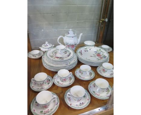 A Royal Doulton Victorian garden tea dinner service - 42 pieces, some usage but generally good 