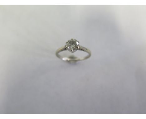 A 9ct white gold diamond solitaire ring, approx 0.50ct ring size K,approx 1.5 grams, some usage wear but generally good, diam