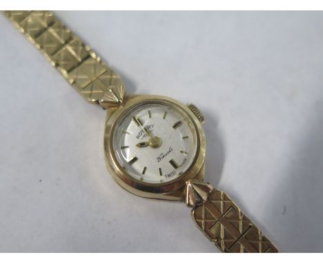 A 9ct yellow gold ladies Rotary manual wind wristwatch, total weight approx 14.5 grams, not currently working 