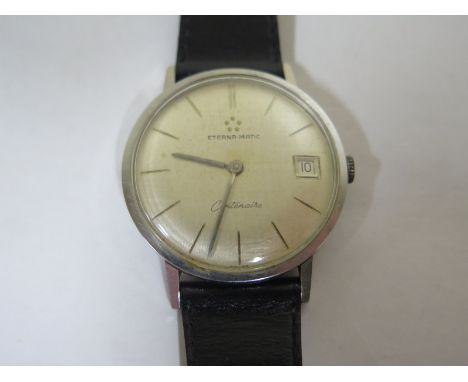 An Eterna-matic Centenaire stainless steel automatic gents wristwatch with calendar, 36mm wide including button, number 42682