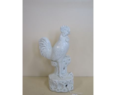 A Chinese porcelain Blanc de Chine model of a cockerel, 20th Century - height 24cm - in good condition 