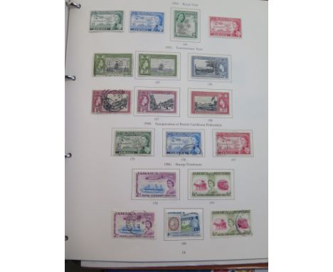 Three stamp albums of international stamps, Jamaica, Canada, Malta and Gibraltar, also a 1963 West Indies cricket tour progra