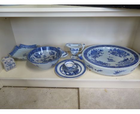 A collection of Chinese 18th and 19th Century blue and white porcelain together with a Japanese  bird, nine pieces - restorat