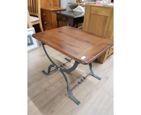 WROUGHT IRON BASED LAMP TABLE