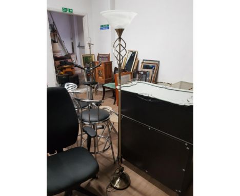 MODERN STANDARD LAMP WITH CLOUDED GLASS SHADE