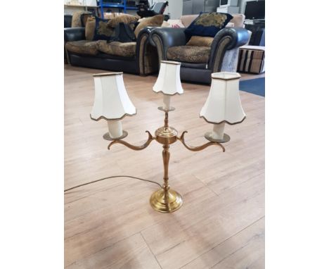 BRASS 3 BRANCH TABLE LAMP