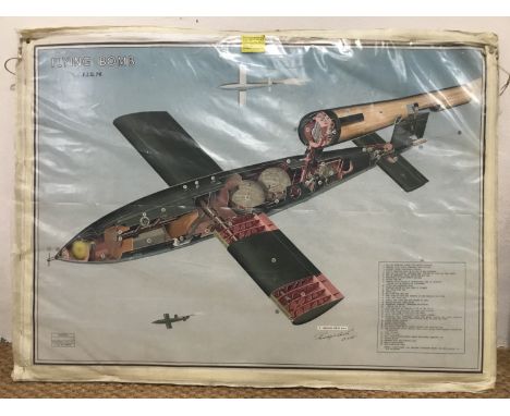 A Second World War Air Ministry instructional poster study of the V1 flying bomb